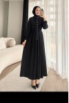 4088 - Kot Tesettür Elbise Si̇yah E-1