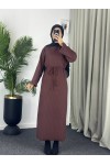 61512 - Örme Triko Tesettür Elbise Kahverengi̇ G-3