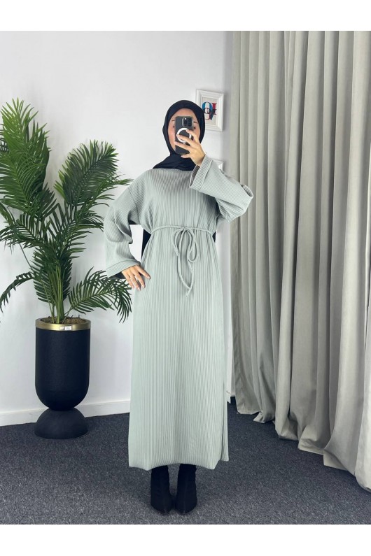 61512 - Örme Triko Tesettür Elbise Yeşi̇l G-3