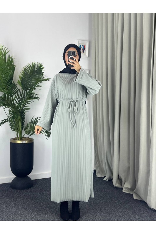 61512 - Örme Triko Tesettür Elbise Yeşi̇l G-3