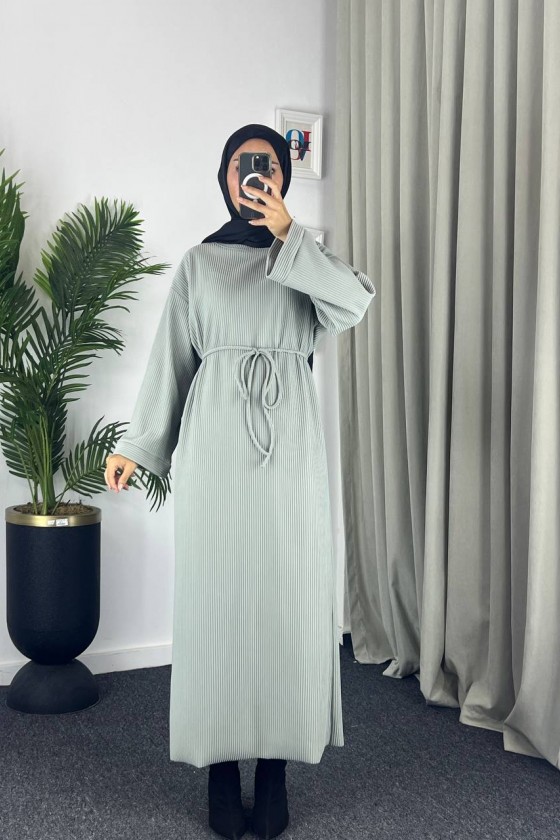 61512 - Örme Triko Tesettür Elbise Yeşi̇l G-3