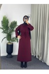 61512 - Örme Triko Tesettür Elbise Bordo G-3