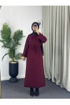 61512 - Örme Triko Tesettür Elbise Bordo G-3