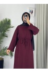 61512 - Örme Triko Tesettür Elbise Bordo G-3