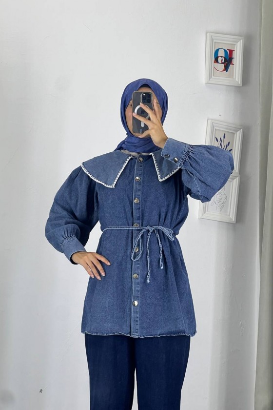 4497 - Tesettür Kot Tunik Açık Mavi K4