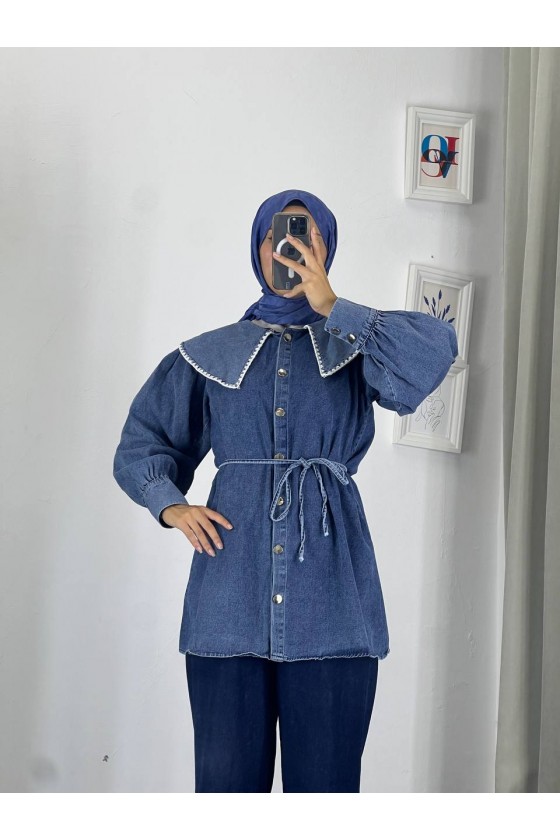 4497 - Tesettür Kot Tunik Açık Mavi K4