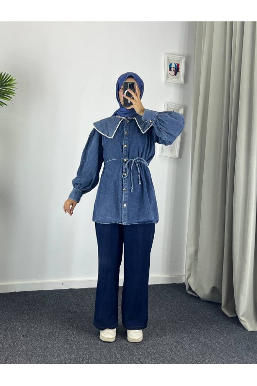 4497 - Tesettür Kot Tunik Açık Mavi K4 4497 - Tesettür Kot Tunik Açık Mavi K4