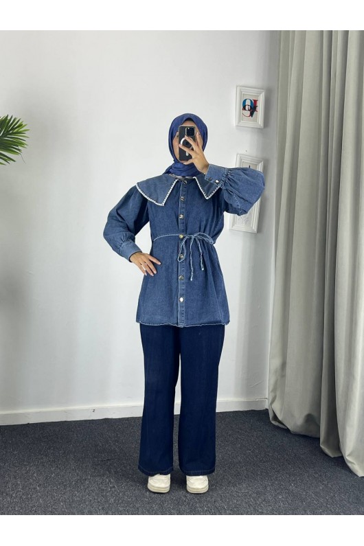 4497 - Tesettür Kot Tunik Açık Mavi K4 4497 - Tesettür Kot Tunik Açık Mavi K4