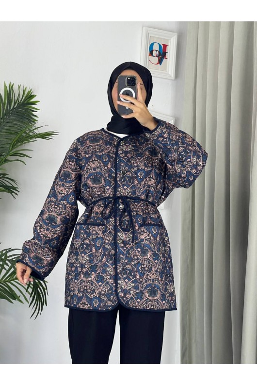 50766 - Kapitone Tesettür Ceket Laci̇vert G-3