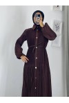 61555 - Paraşüt Kumaş Tesettür Elbise Kahverengi̇ G-4 61555 - Paraşüt Kumaş Tesettür Elbise Kahverengi̇ G-4
