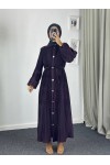 61555 - Paraşüt Kumaş Tesettür Elbise Mor G-4
