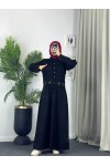 909 - Kot Kumaş Tesettür Takım Si̇yah A8