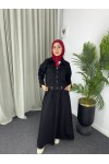 909 - Kot Kumaş Tesettür Takım Si̇yah A8