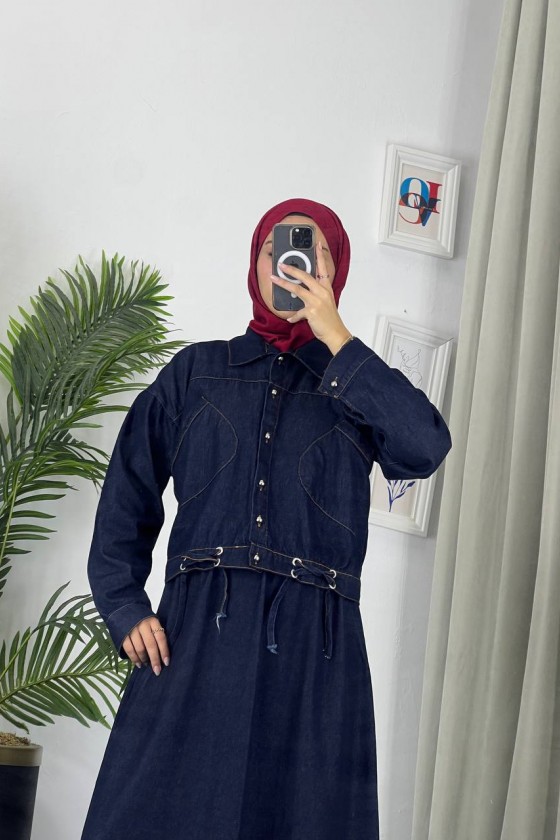 909 - Kot Kumaş Tesettür Takım Laci̇vert A8 909 - Kot Kumaş Tesettür Takım Laci̇vert A8