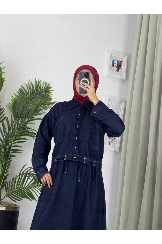 909 - Kot Kumaş Tesettür Takım Laci̇vert A8 909 - Kot Kumaş Tesettür Takım Laci̇vert A8