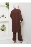 4543 - Plise Detaylı Tesettür İkili Takım Kahverengi̇ 4543 - Plise Detaylı Tesettür İkili Takım Kahverengi̇