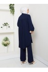 4543 - Plise Detaylı Tesettür İkili Takım Laci̇vert 4543 - Plise Detaylı Tesettür İkili Takım Laci̇vert