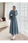 68680 - Kot Kumaş Tesettür Elbise Mavi̇