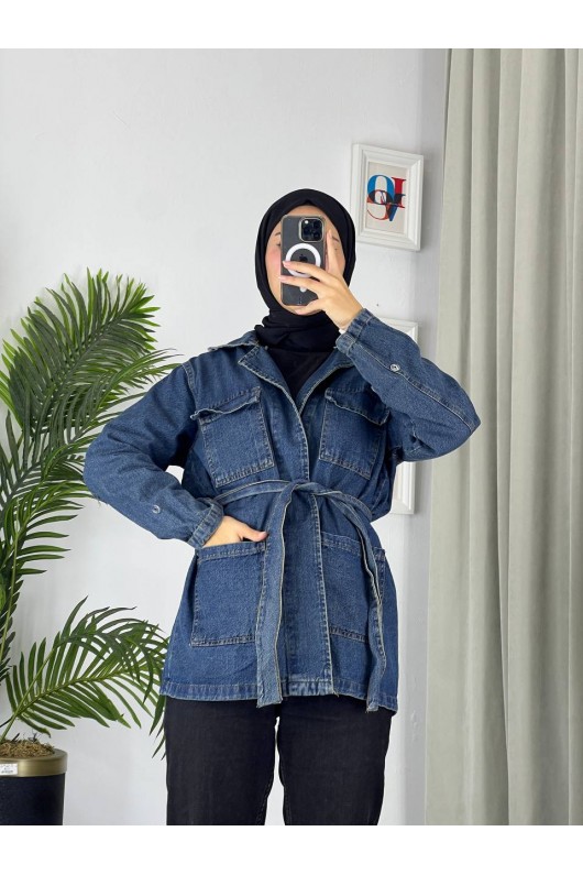 81185 - Kürk Detaylı Tesettür Ceket Laci̇vert 81185 - Kürk Detaylı Tesettür Ceket Laci̇vert