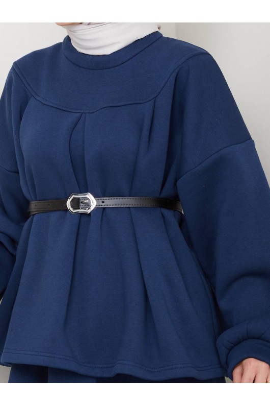 917 - Üç İplik Kumaş Tesettür İkili Takım Laci̇vert