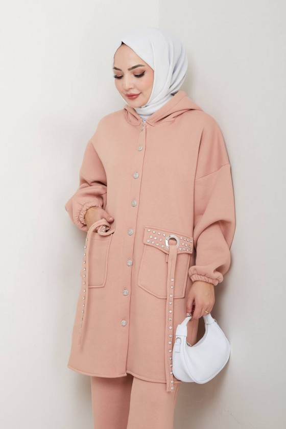 930 - Üç İplik Kumaş Tesettür İkili Takım Bej 930 - Üç İplik Kumaş Tesettür İkili Takım Bej