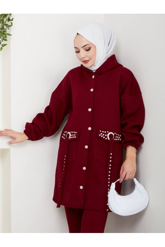 930 - Üç İplik Kumaş Tesettür İkili Takım Bordo 930 - Üç İplik Kumaş Tesettür İkili Takım Bordo