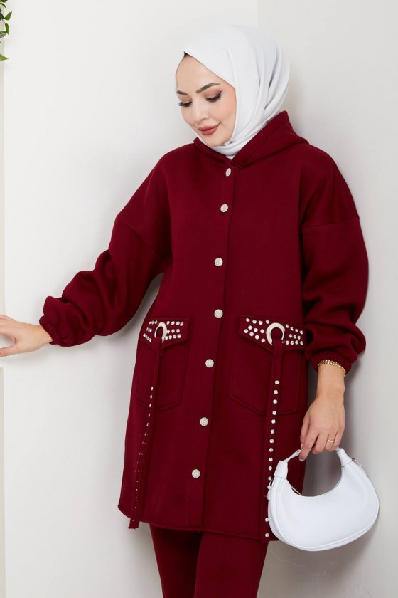 930 - Üç İplik Kumaş Tesettür İkili Takım Bordo 930 - Üç İplik Kumaş Tesettür İkili Takım Bordo