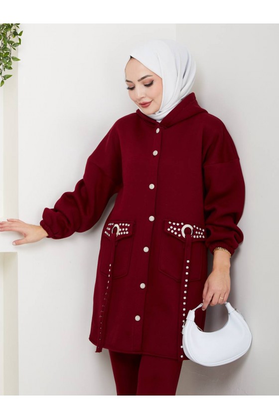 930 - Üç İplik Kumaş Tesettür İkili Takım Bordo 930 - Üç İplik Kumaş Tesettür İkili Takım Bordo