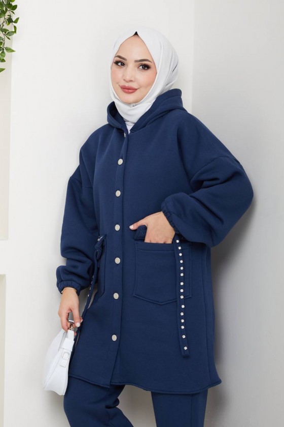 930 - Üç İplik Kumaş Tesettür İkili Takım Laci̇vert 930 - Üç İplik Kumaş Tesettür İkili Takım Laci̇vert