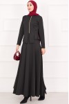 4558 - Scuba Kumaş İkili Tesettür Takım Si̇yah