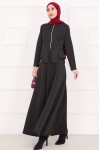 4558 - Scuba Kumaş İkili Tesettür Takım Si̇yah