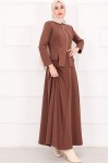 4558 - Scuba Kumaş İkili Tesettür Takım Kahverengi̇