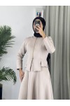 4558 - Scuba Kumaş İkili Tesettür Takım Bej