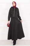 4560 - Scuba Kumaş İkili Tesettür Takım Si̇yah