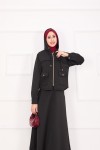 4560 - Scuba Kumaş İkili Tesettür Takım Si̇yah