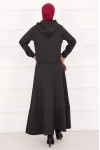 4560 - Scuba Kumaş İkili Tesettür Takım Si̇yah