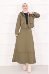 4560 - Scuba Kumaş İkili Tesettür Takım Haki̇