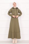4560 - Scuba Kumaş İkili Tesettür Takım Haki̇