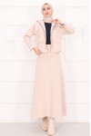 4560 - Scuba Kumaş İkili Tesettür Takım Bej