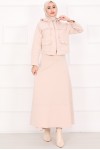 4560 - Scuba Kumaş İkili Tesettür Takım Bej