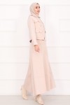4560 - Scuba Kumaş İkili Tesettür Takım Bej