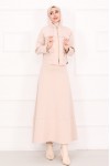4560 - Scuba Kumaş İkili Tesettür Takım Bej