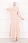 4560 - Scuba Kumaş İkili Tesettür Takım Bej