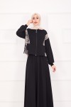 21130 - Garni Detaylı Croplu Etekli Takım Si̇yah A24 21130 - Garni Detaylı Croplu Etekli Takım Si̇yah A24