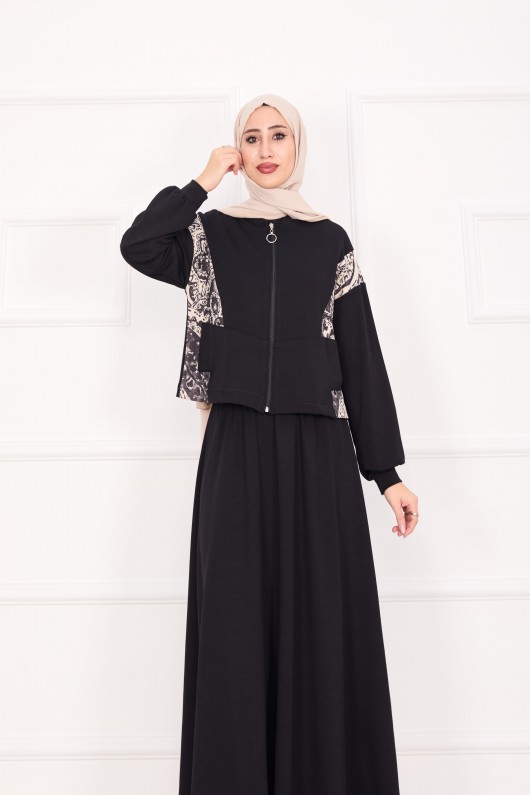 21130 - Garni Detaylı Croplu Etekli Takım Si̇yah A24 21130 - Garni Detaylı Croplu Etekli Takım Si̇yah A24