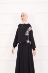 21130 - Garni Detaylı Croplu Etekli Takım Si̇yah A24 21130 - Garni Detaylı Croplu Etekli Takım Si̇yah A24