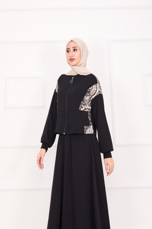 21130 - Garni Detaylı Croplu Etekli Takım Si̇yah A24 21130 - Garni Detaylı Croplu Etekli Takım Si̇yah A24