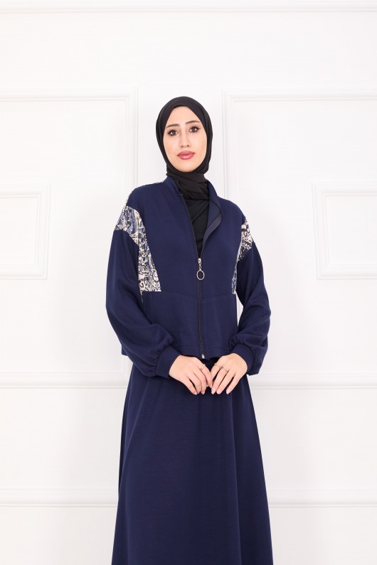 21130 - Garni Detaylı Croplu Etekli Takım Laci̇vert A24