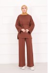 21184 - Seyyar Kuşaklı Kolu Katlama Detaylı Oyşo Takım Kahverengi̇ A23