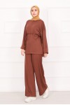 21184 - Seyyar Kuşaklı Kolu Katlama Detaylı Oyşo Takım Kahverengi̇ A23
